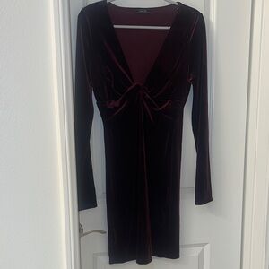 Elegant Burgundy Velvet Dress